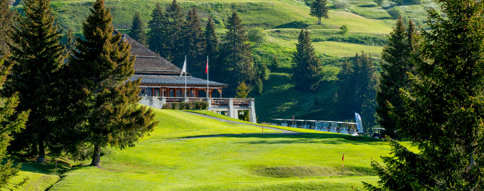 Parcours alpin du Golf Club Villars face aux montagnes