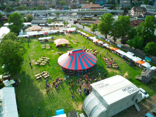 BioAgri, vue drone, ancienne place d'Armes Moudon