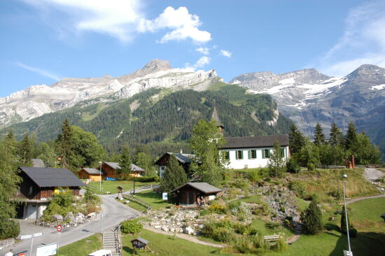 Jardin Alpin des Diablerets mit dem Creux de Champs, dem Diablerets-Massiv und dem Oldenhorn im Hintergrund