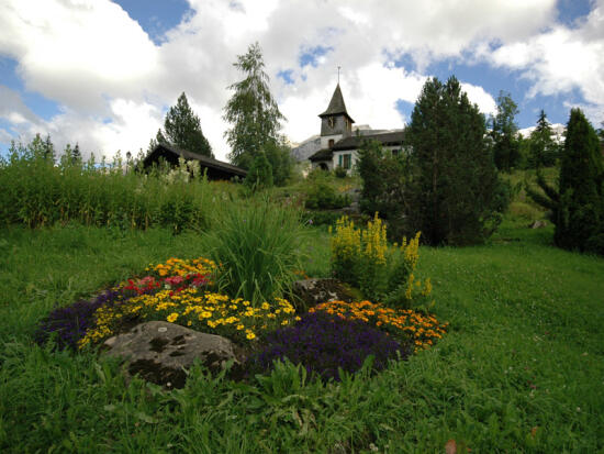 Jardin Alpin des Diablerets mit dem Creux de Champs, dem Diablerets-Massiv und dem Oldenhorn im Hintergrund