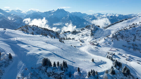 Vue panoramique sur le domaine skiable