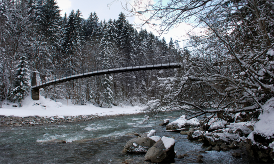 Vue pont turrian depuis Sarine - Hiver - CHAX - Atelier Mamco