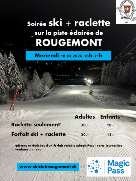 Nachtskifahren und Abendessen in Rougemont